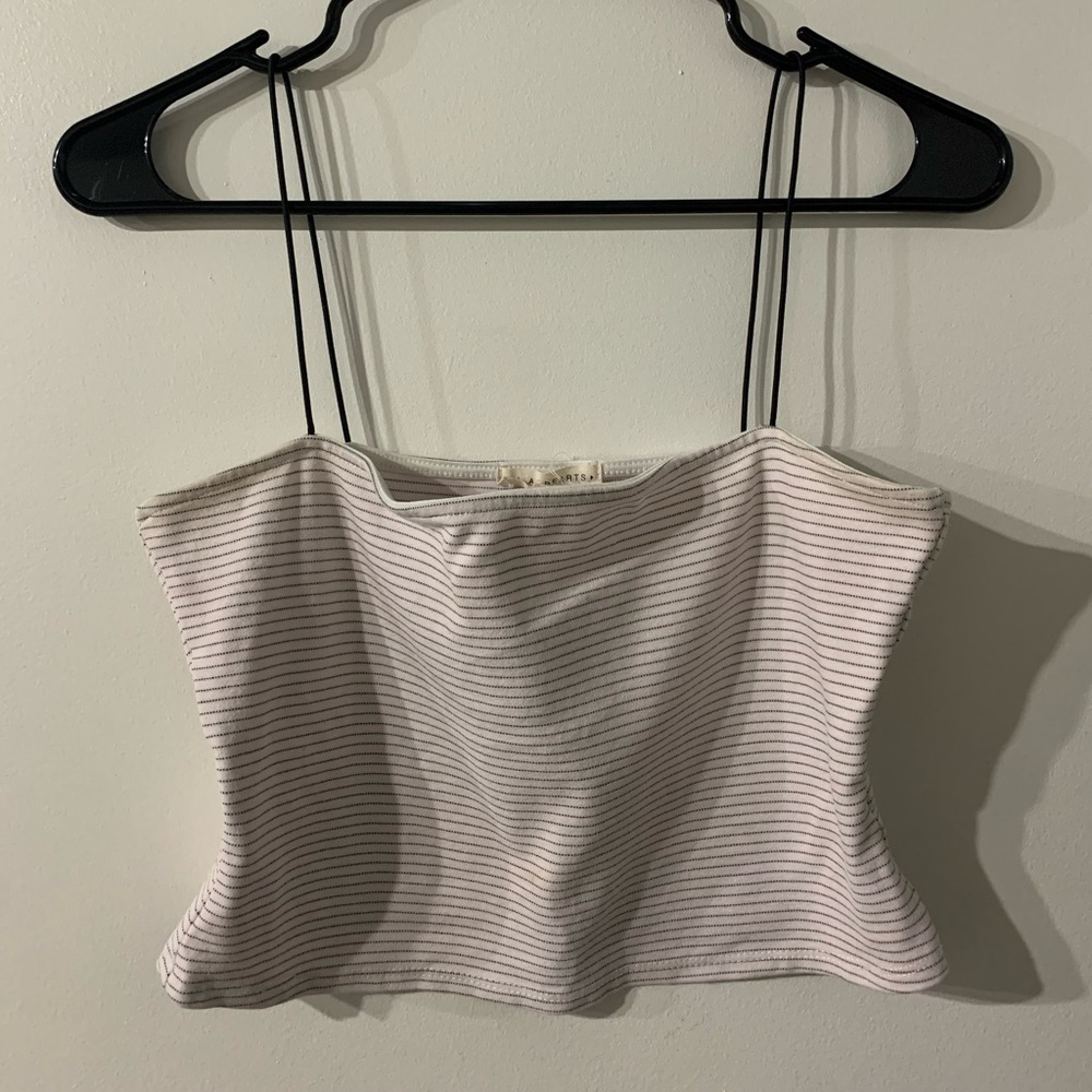 Black and white striped crop